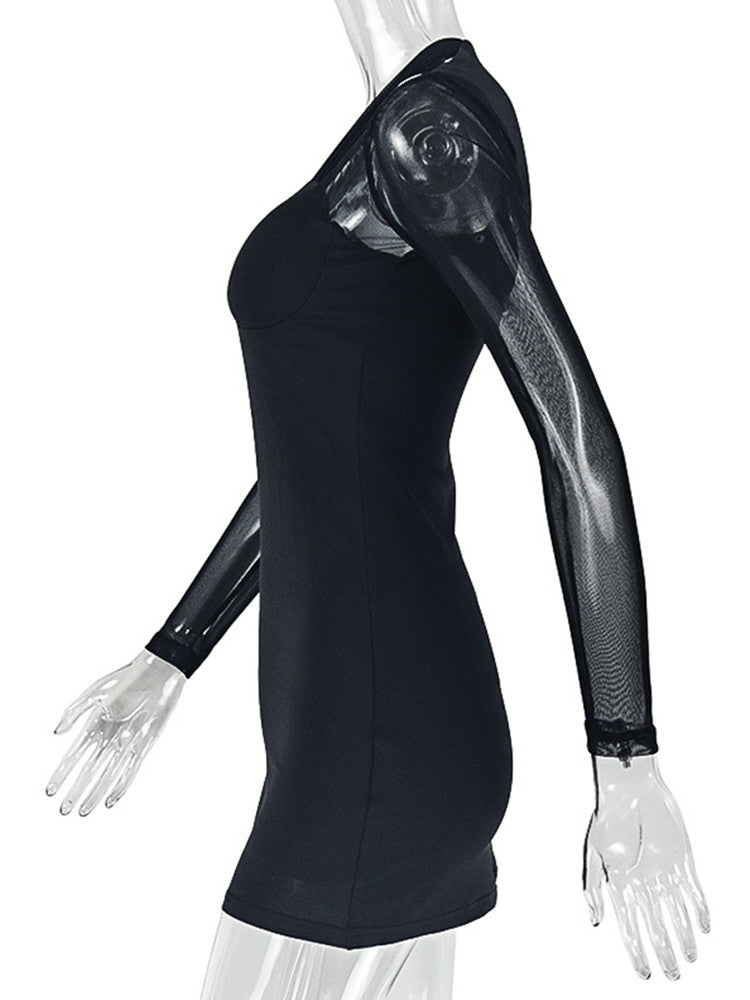 Joskaa Mesh Long Sleeve Bodycon Mini Dress - mini dress image 3