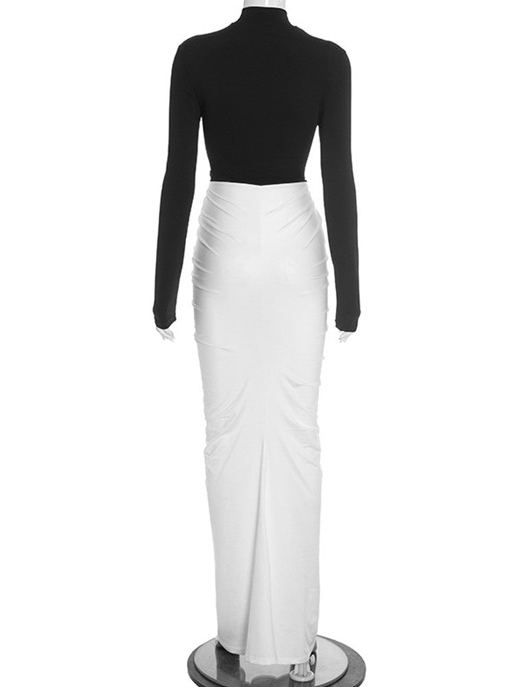 Joskaa Ruched Long Sleeve Bodycon Maxi Dress - maxi dress image 4
