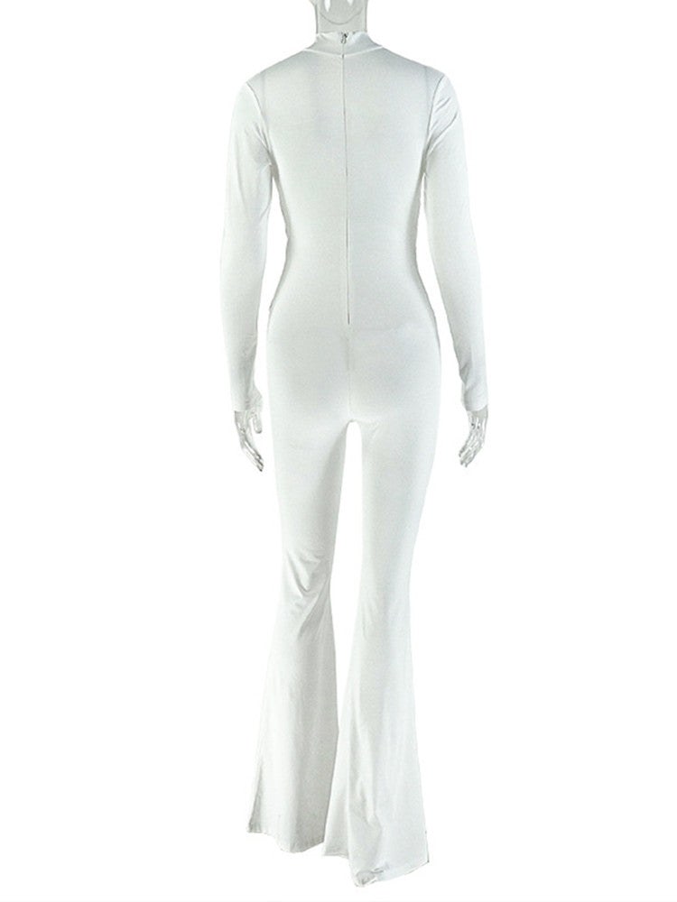 Joskaa Ruched Zip Up Long Sleeve Bodycon Romper - romper image 4