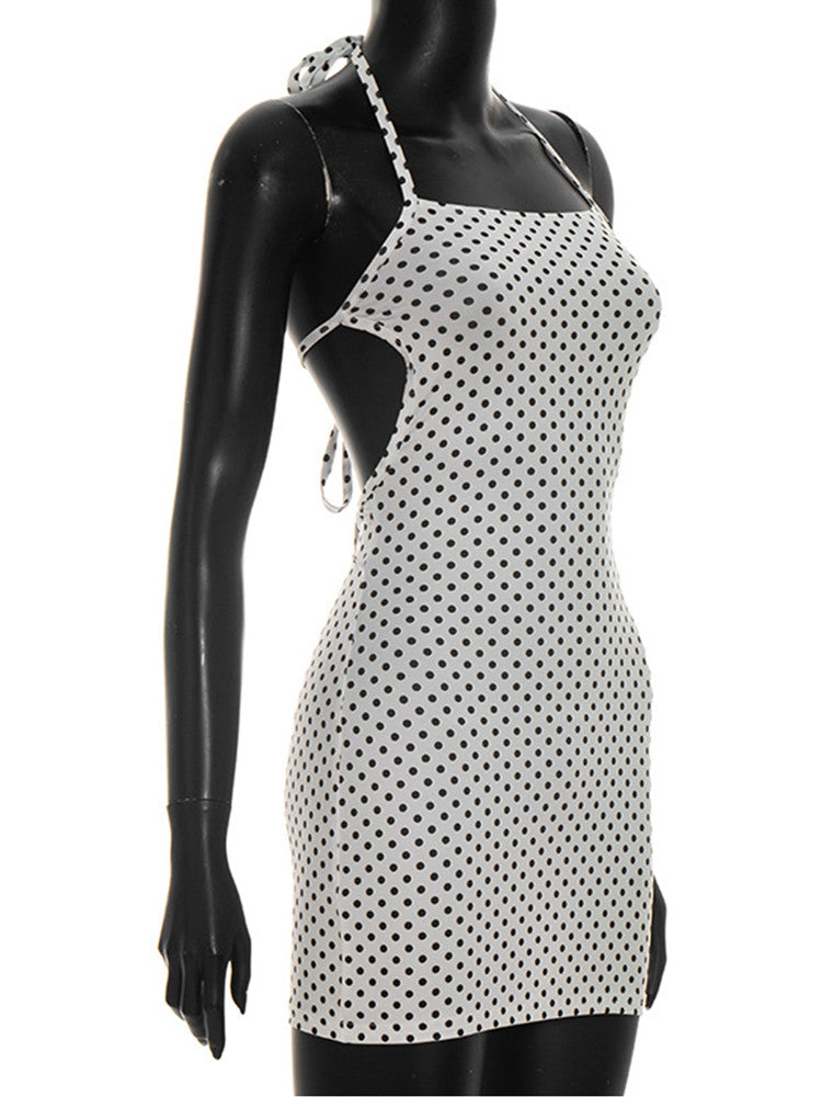 Joskaa Polka Dot Backless Halter Sleeveless Mini Dress - mini dress image 3