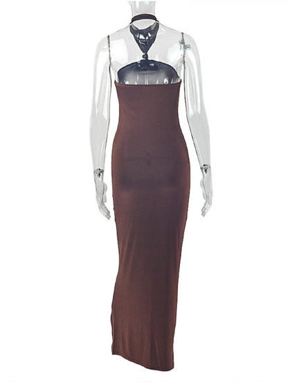 Joskaa Backless Halter Sleeveless Bodycon Maxi Dress - maxi dress image 4