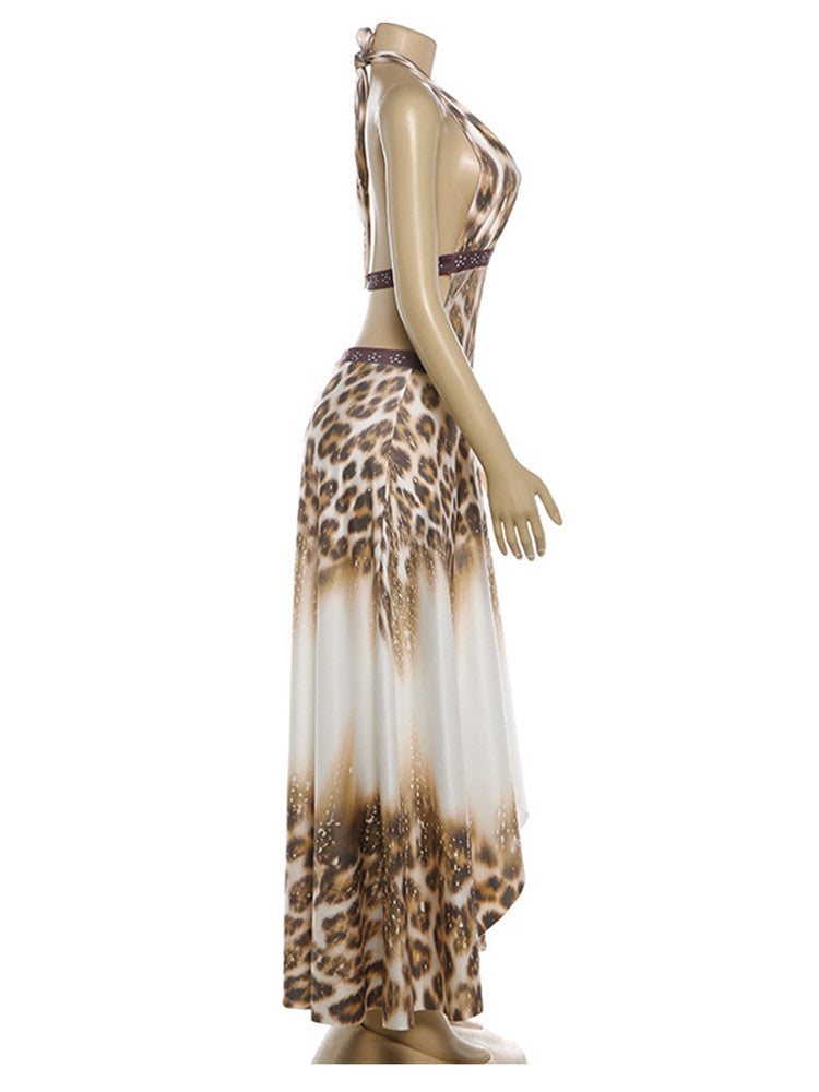 Joskaa Leopard Print Backless Halter Sleeveless Dress - dress image 3