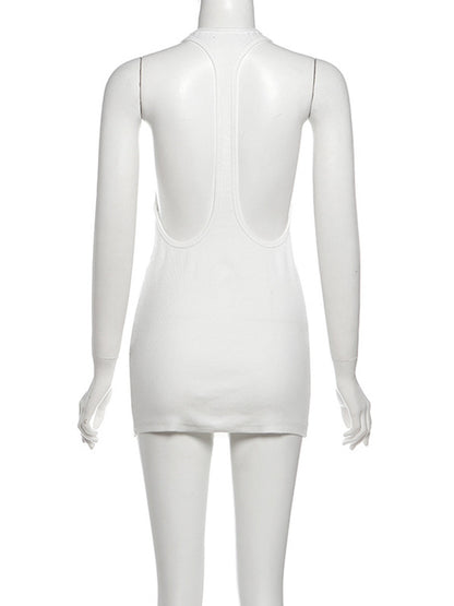 Joskaa Ribbed Knit Backless Halter Sleeveless Mini Dress - mini dress image 4
