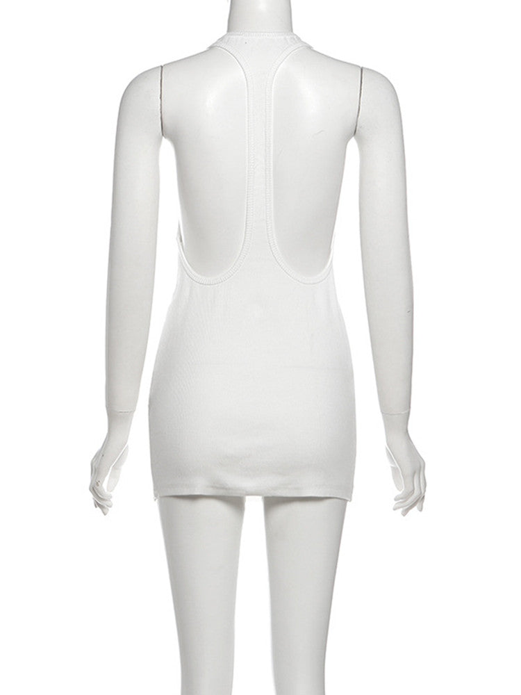 Joskaa Ribbed Knit Backless Halter Sleeveless Mini Dress - mini dress image 4