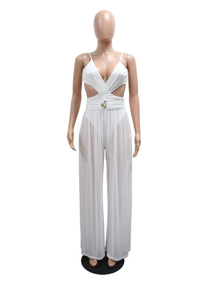 Joskaa Cutout Backless Bodycon Wide Leg Romper - romper image 2