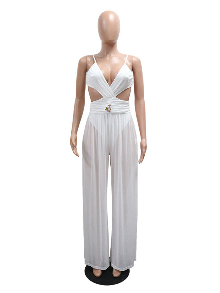 Joskaa Cutout Backless Bodycon Wide Leg Romper - romper image 2
