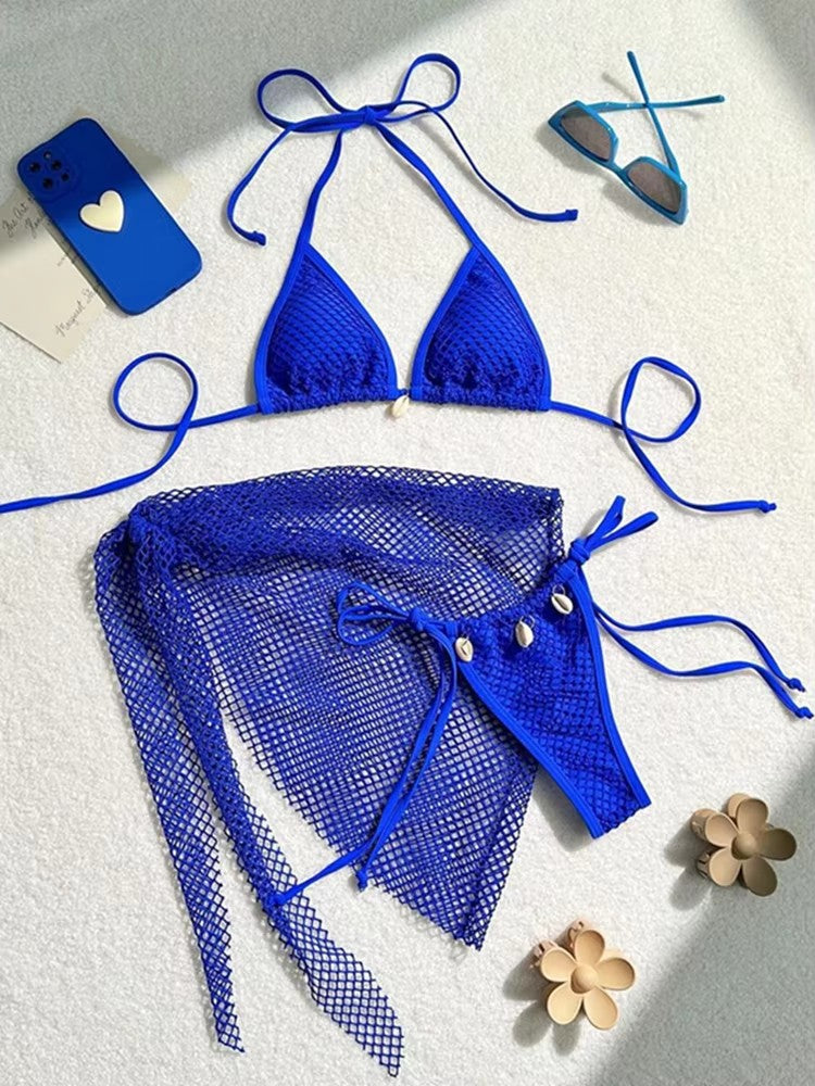 Joskaa Lace Halter Mini Swimwear Piece Bikinis Lace-up - swimwear image 5