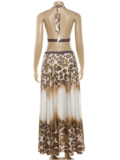 Joskaa Leopard Print Backless Halter Sleeveless Dress - dress image 4