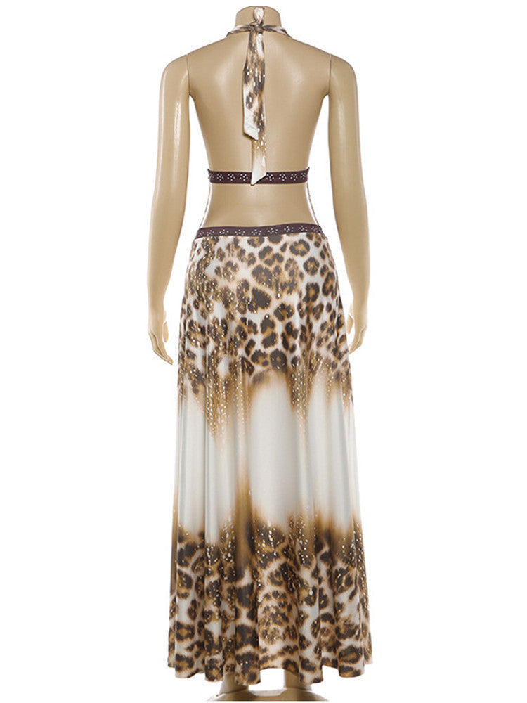 Joskaa Leopard Print Backless Halter Sleeveless Dress - dress image 4