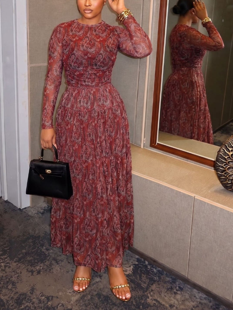 Women's Red Floral Print Vintage Two Piece Set - Women's Fashion Wholesale - Front View