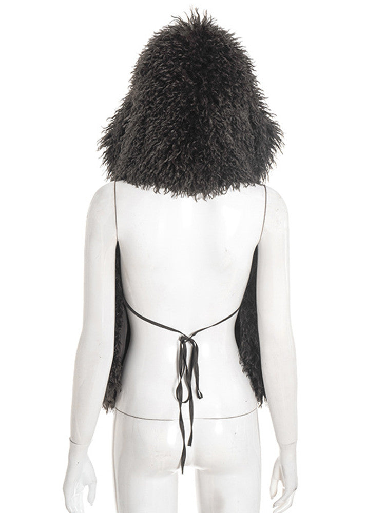 Joskaa Backless Halter Hooded Sleeveless Jacket - jacket image 4