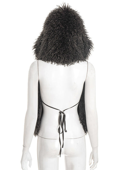 Joskaa Backless Halter Hooded Sleeveless Jacket - jacket image 4