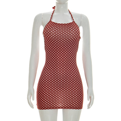 Joskaa Polka Dot Backless Halter Sleeveless Mini Dress - mini dress image 6