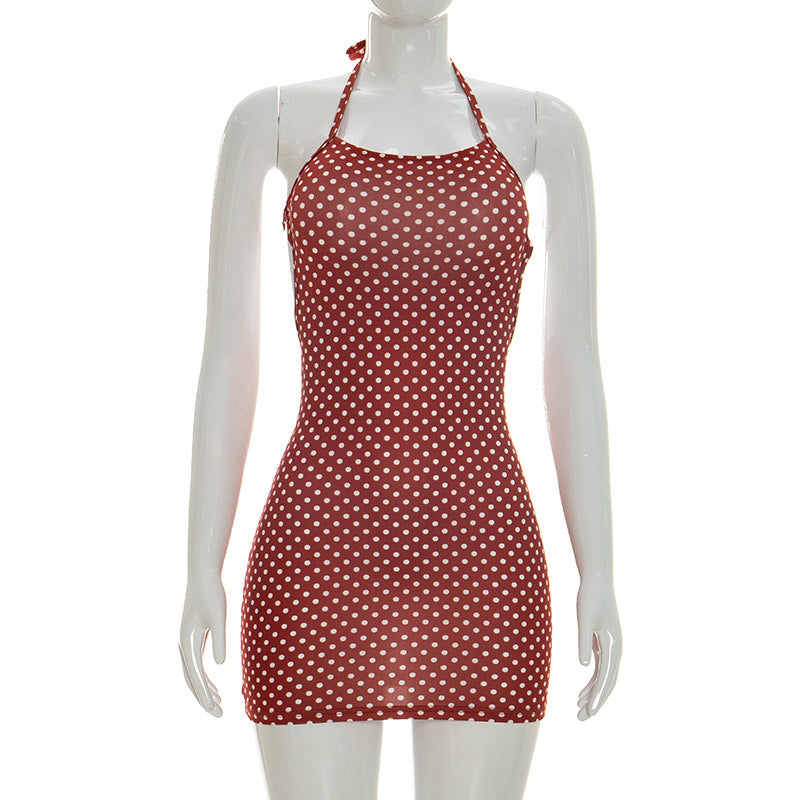 Joskaa Polka Dot Backless Halter Sleeveless Mini Dress - mini dress image 6