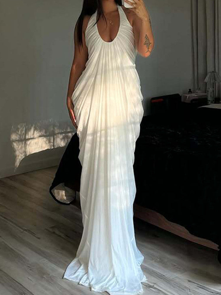 Joskaa Mesh Backless Halter Sleeveless Maxi Dress - maxi dress image 1