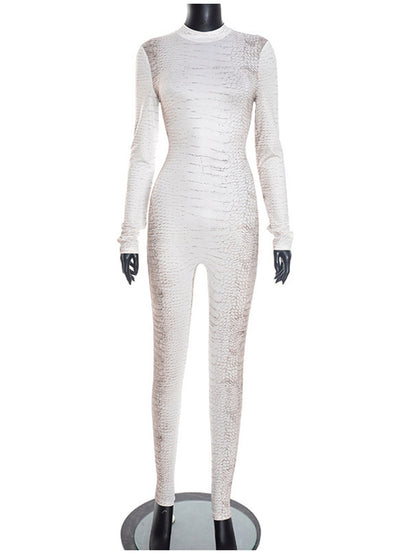 Joskaa Snake Print Zip Up Long Sleeve Bodycon Romper - romper image 2