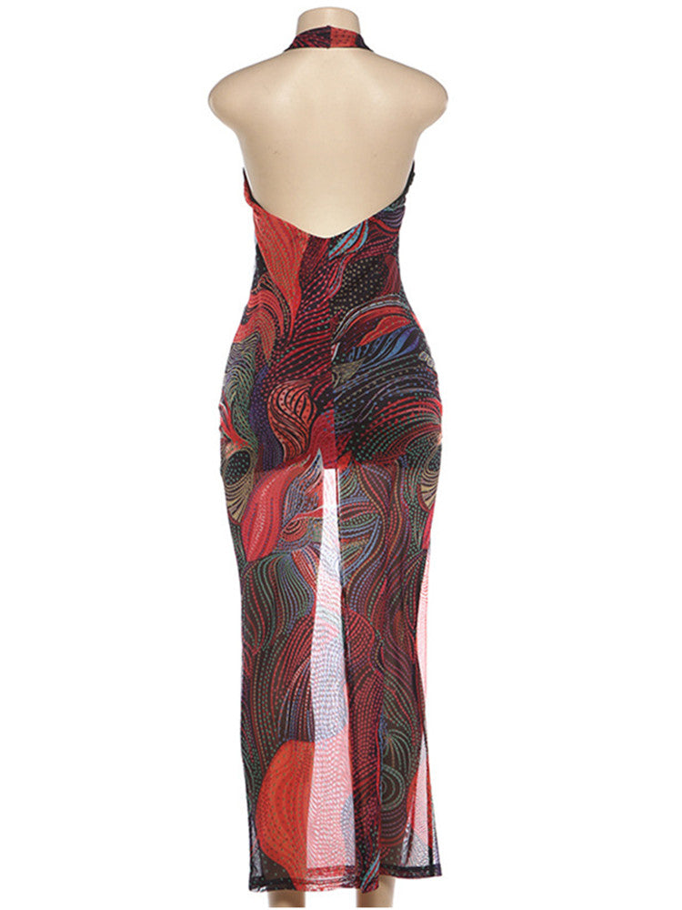 Joskaa Backless Halter Bodycon Maxi Dress - maxi dress image 4