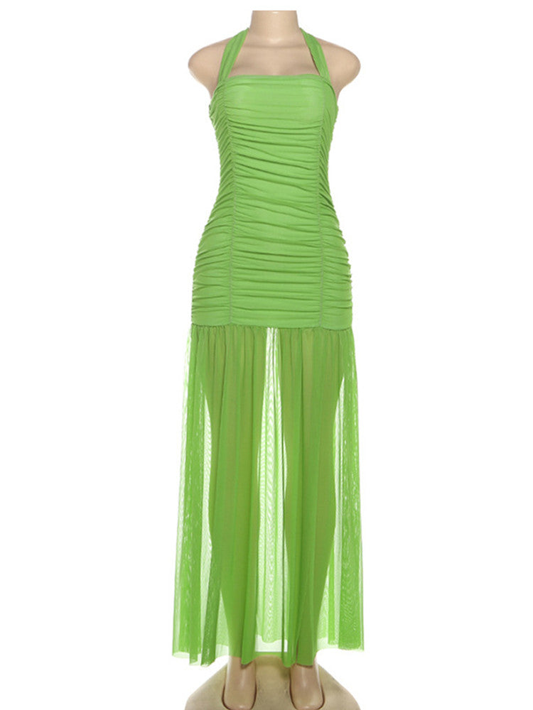 Joskaa Mesh Ruched Backless Halter Dress - dress image 2