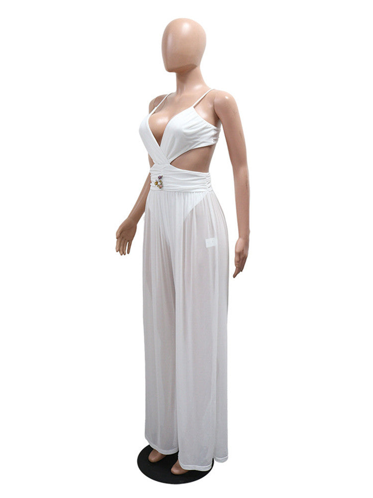 Joskaa Cutout Backless Bodycon Wide Leg Romper - romper image 3