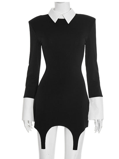 Joskaa Long Sleeve Mini Dress Chic Black Gown - mini dress image 2