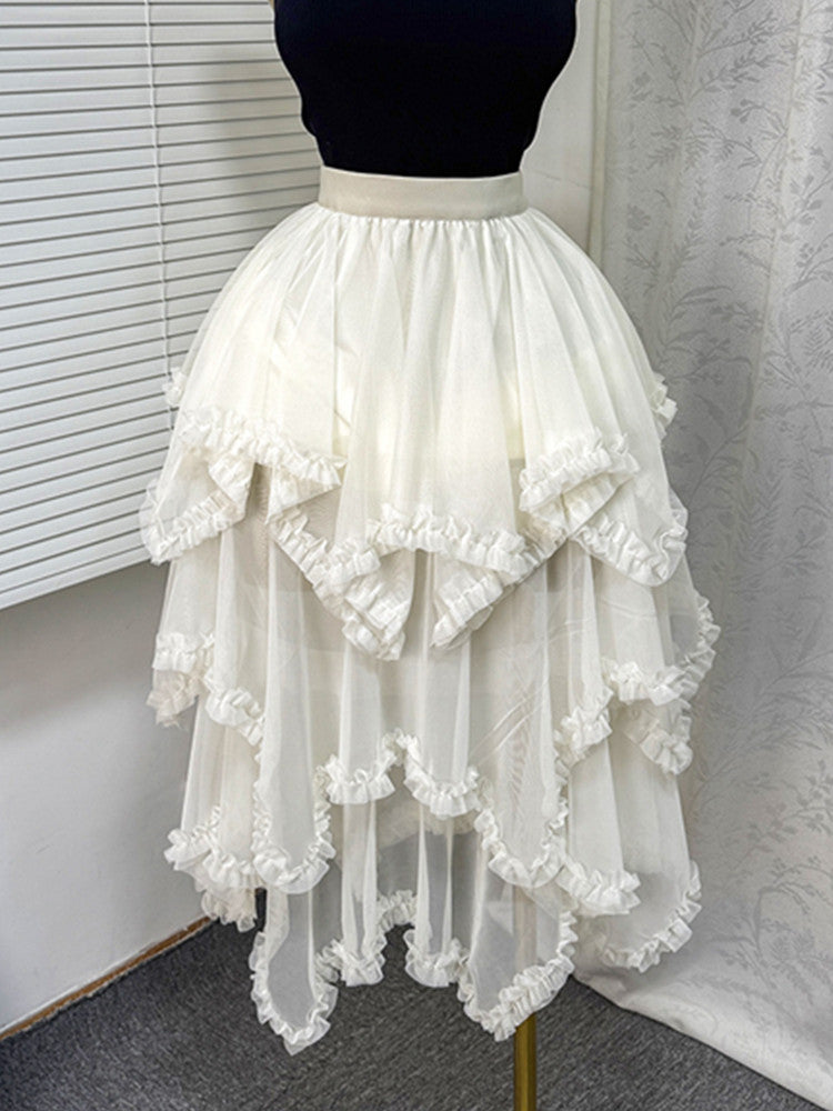 Joskaa Mesh High Waist Skirt A-line Beach Elastic - skirt image 3