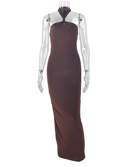 Joskaa Backless Halter Sleeveless Bodycon Maxi Dress - maxi dress image 2