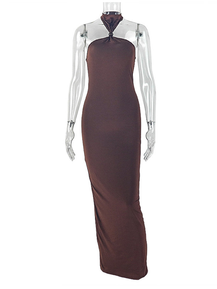 Joskaa Backless Halter Sleeveless Bodycon Maxi Dress - maxi dress image 2