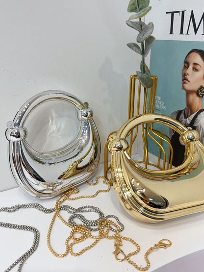 Women's Crescent Acrylic Knot Mini Crossbody Bag - Detail View 2