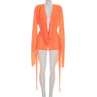 Joskaa Mesh Backless Flare Mini Dress - mini dress image 13