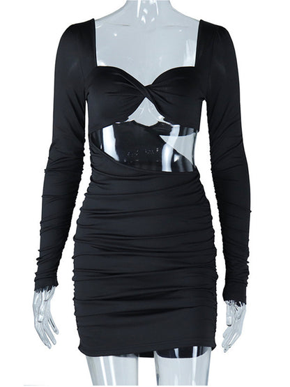 Joskaa Ruched Backless Long Sleeve Bodycon Mini Dress - mini dress image 2