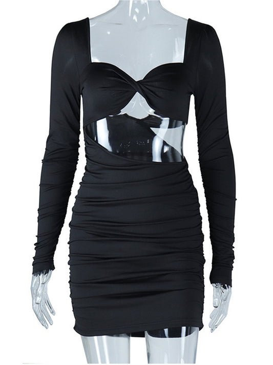 Joskaa Ruched Backless Long Sleeve Bodycon Mini Dress - mini dress image 2