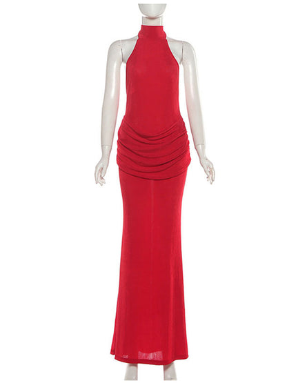 Joskaa Lace Ruched Backless Halter Bodycon Dress - bodycon dress image 2