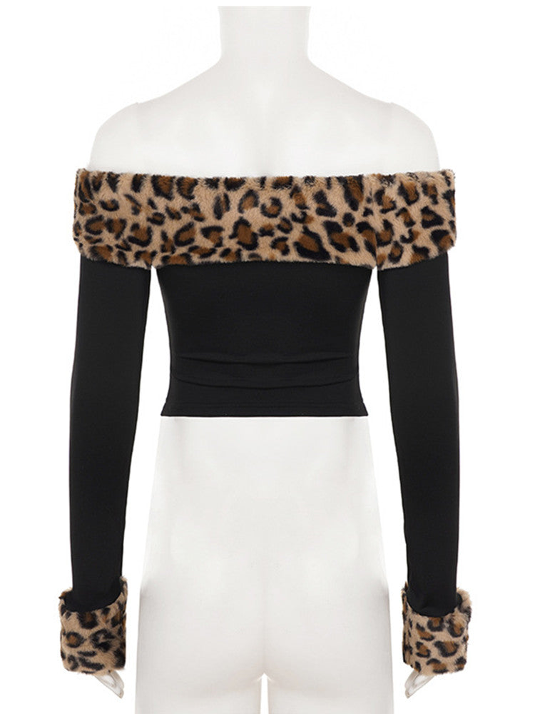 Joskaa Leopard Print Long Sleeve Crop Flare Two Piece Set - two piece set image 3